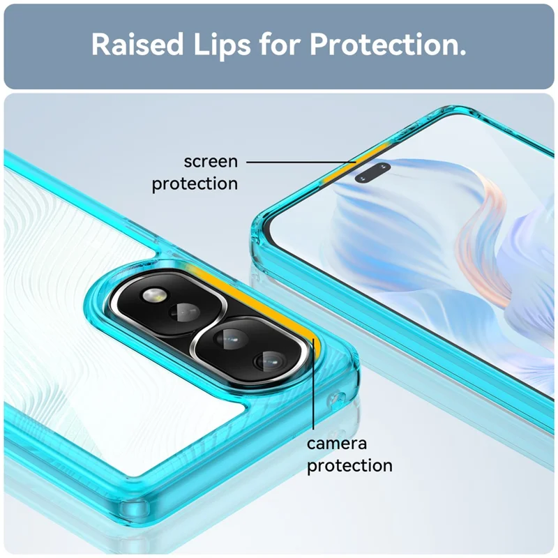 For Honor 80 Pro 5G Phone Case, TPU Bumper+Acrylic Back Shell Anti-fall Protective Cover - Transparent Blue