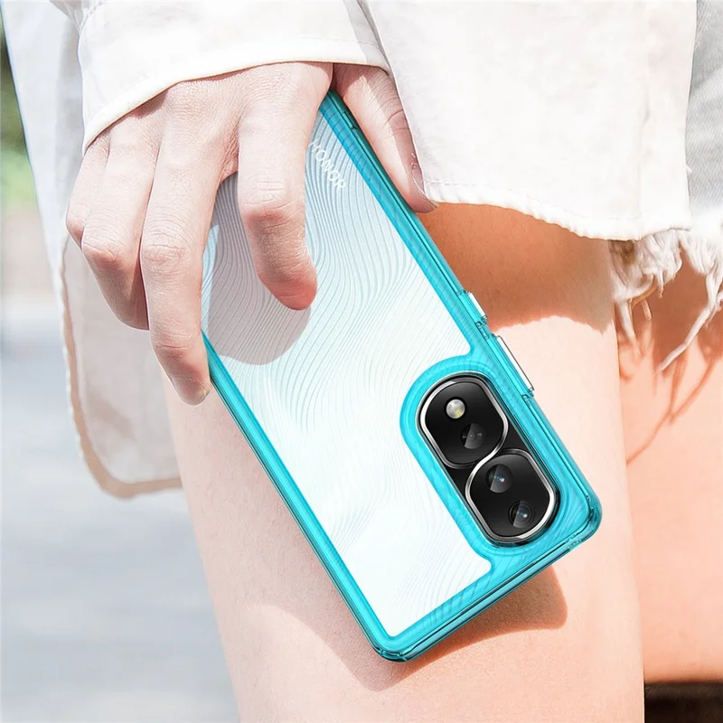 For Honor 80 Pro 5G Phone Case, TPU Bumper+Acrylic Back Shell Anti-fall Protective Cover - Transparent Blue