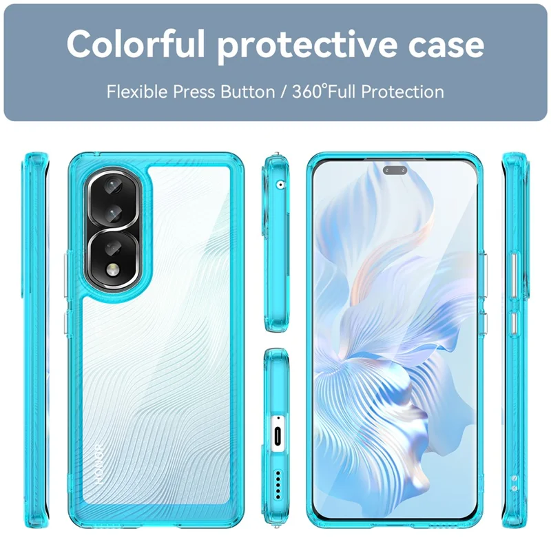 For Honor 80 Pro 5G Phone Case, TPU Bumper+Acrylic Back Shell Anti-fall Protective Cover - Transparent Blue