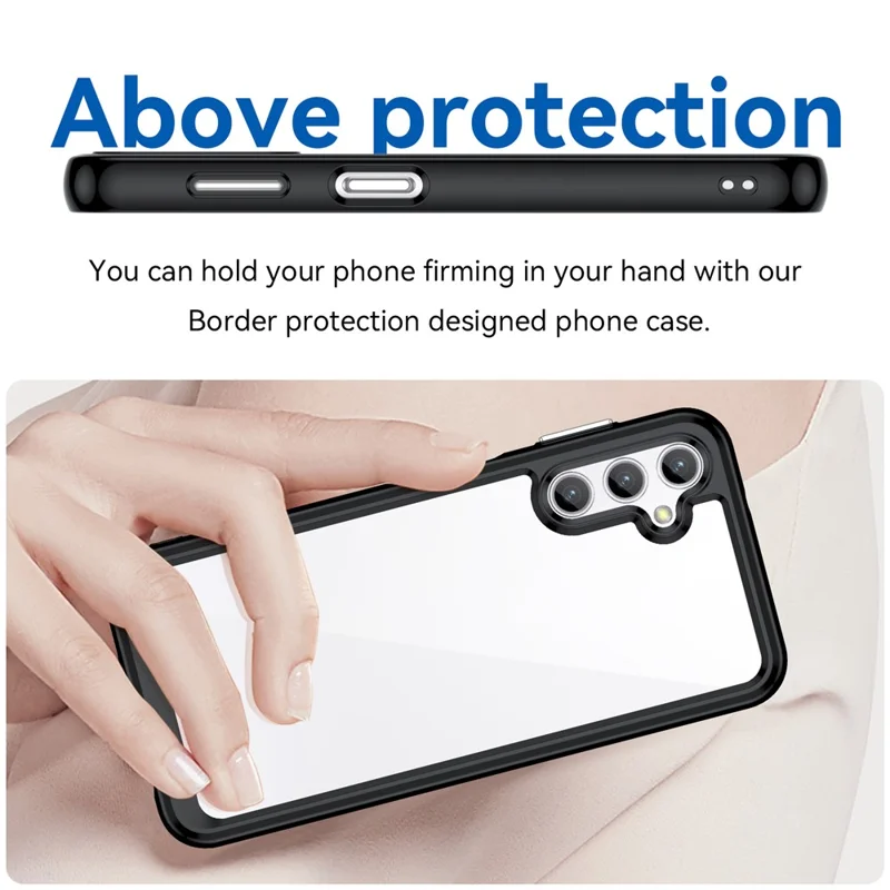 Cover per Samsung Galaxy A14 5G / 4G, Custodia Protettiva con Bordo in TPU Resistente ai Graffi e Schienale in Acrilico - Nero