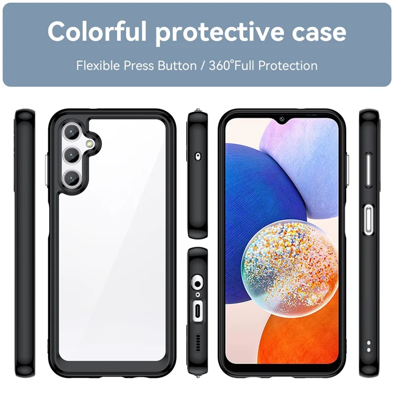 Cover per Samsung Galaxy A14 5G / 4G, Custodia Protettiva con Bordo in TPU Resistente ai Graffi e Schienale in Acrilico - Nero