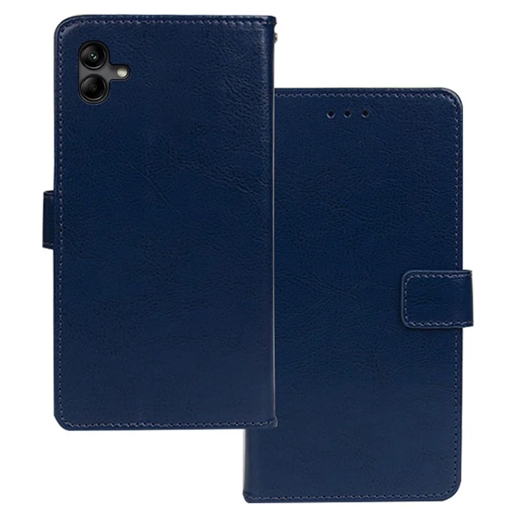 IDEWEI Für Samsung Galaxy A04e 4G / F04 4G / M04 4G Crazy Horse Textur Gut geschützter PU-Leder-Handyhülle Folio Flip Stand Brieftasche Abdeckung - Blau