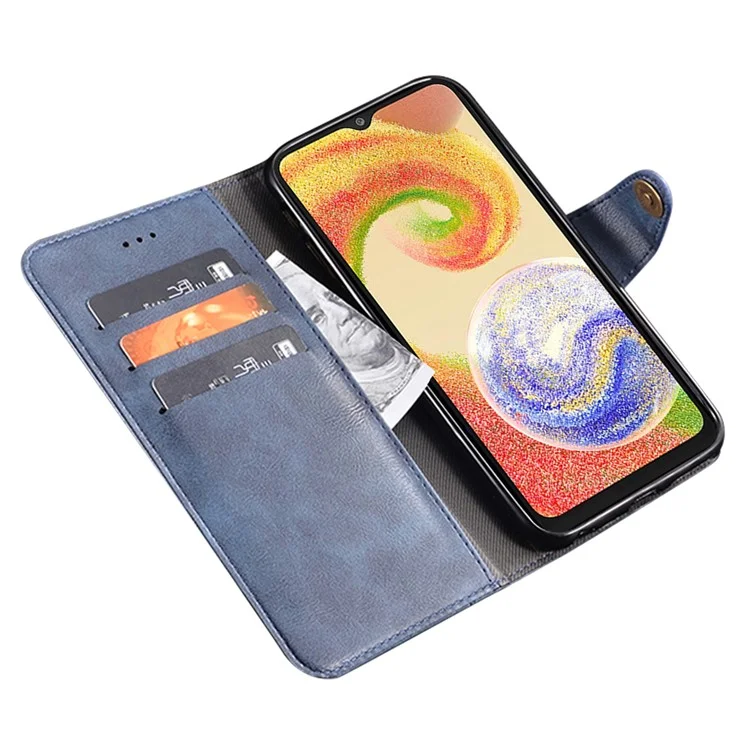 IDEWEI Für Samsung Galaxy A04e 4G / F04 4G / M04 4G stoßfester feiner Textur PU-Leder-Handyhülle Wallet Stand Handy-Hülle - Blau