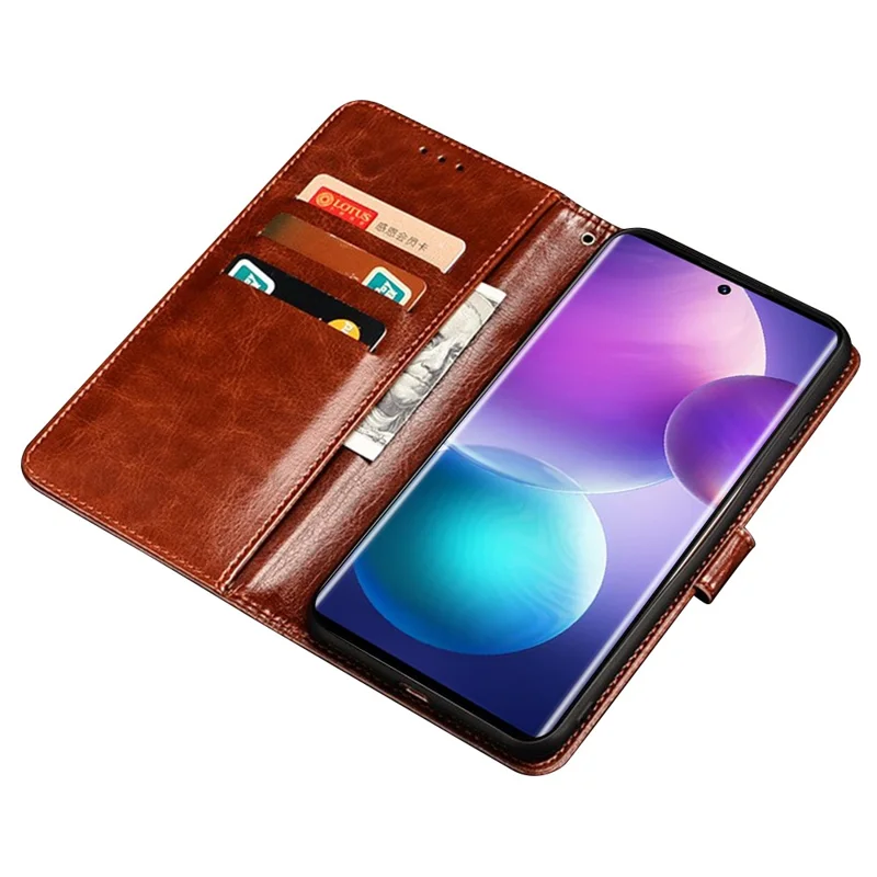 IDEWEI per Infinix Hot 12i 4G Custodia in Pelle PU con Funzione di Supporto Protezione a Doppio Strato Portafoglio con Texture Cavallo Selvaggio - Marrone