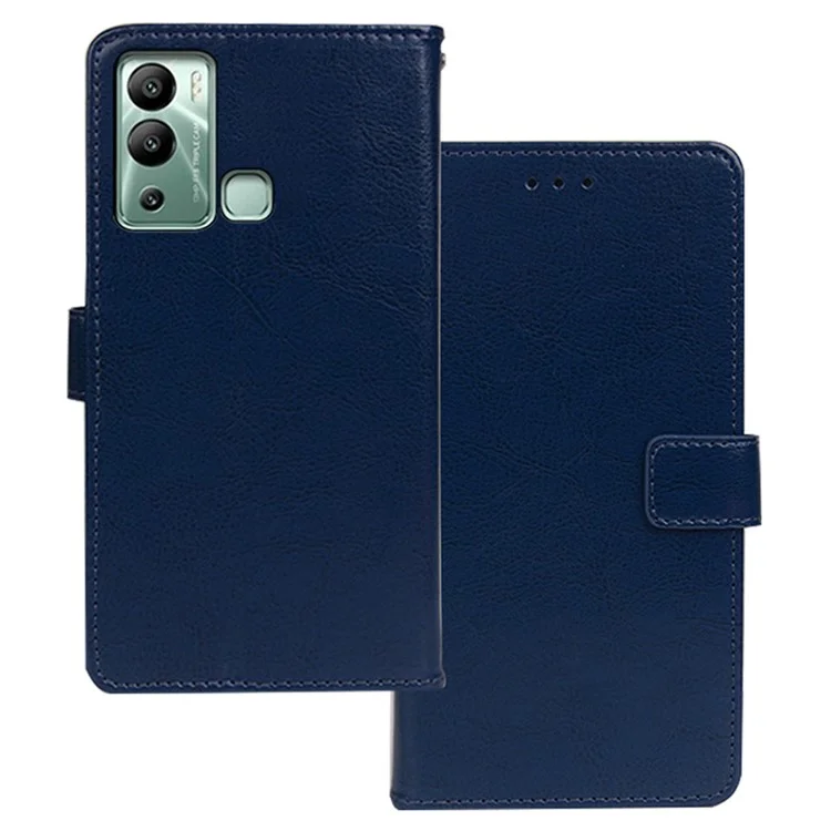 IDEWEI Für Infinix Hot 12i 4G Crazy Horse Texture Gut geschützte PU-Ledertasche Folio Flip Viewing Stand Wallet Cover - Blau