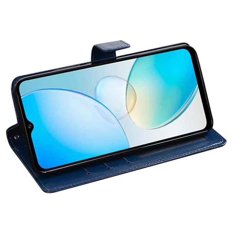 IDEWEI pour Infinix Hot 12 Pro 4G Crazy Horse Texture Fully Wrapped PU Leather Phone Case Folio Flip Stand Wallet Cover - Bleu