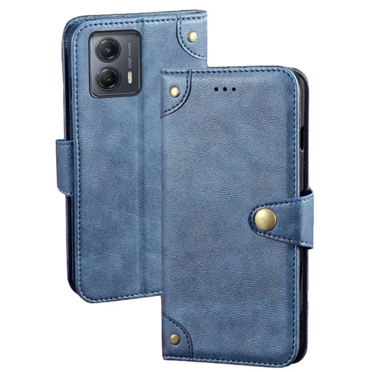 IDEWEI für Motorola Moto G53 5G / G23 4G / G13 4G Fine Texture PU-Leder Handytasche Brieftasche Ständer Buchstil Handyhülle - Blau