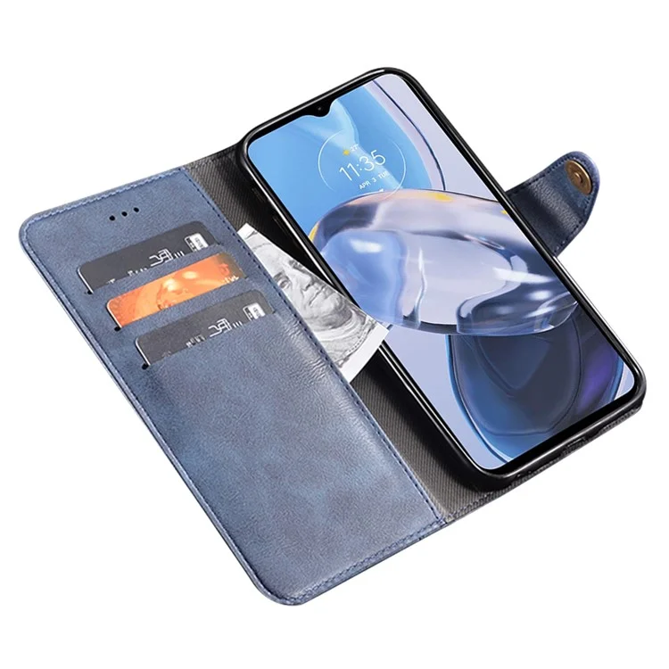 IDEWEI für Motorola Moto G53 5G / G23 4G / G13 4G Fine Texture PU-Leder Handytasche Brieftasche Ständer Buchstil Handyhülle - Blau