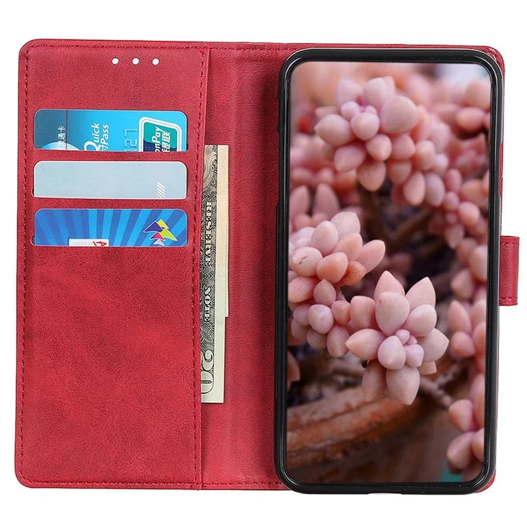Pour Xiaomi 13 Pro 5G Full Protection Cowhide Texture Wallet Stand PU Leather Phone Case Magnetic Clasp Phone Cover - Red
