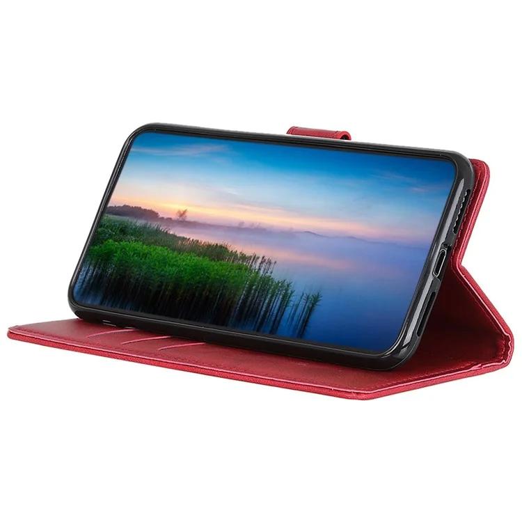 Pour Xiaomi 13 Pro 5G Full Protection Cowhide Texture Wallet Stand PU Leather Phone Case Magnetic Clasp Phone Cover - Red