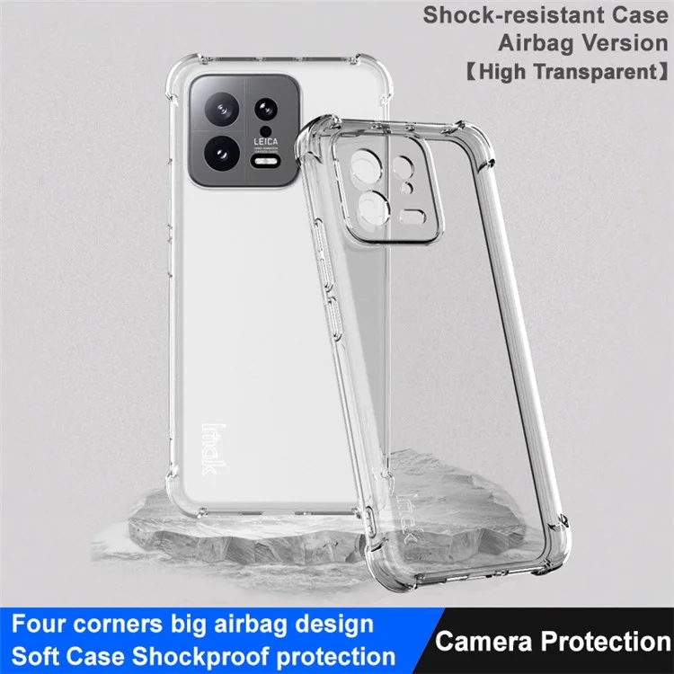 IMAK Pour Xiaomi 13 5G Four Corner Airbag Tocoping Téléphone Boîte de Protection Soft TPU - Transparent