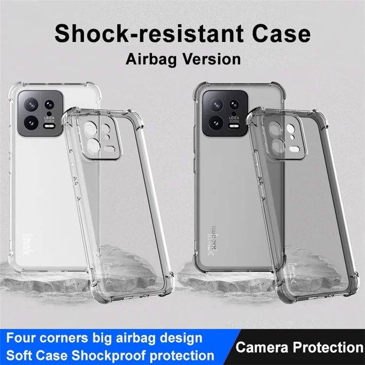 IMAK Pour Xiaomi 13 5G Four Corner Airbag Tocoping Téléphone Boîte de Protection Soft TPU - Transparent