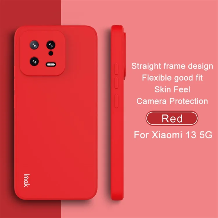 IMAK UC-4 Series для Xiaomi 13 5G Чехол с прямыми краями TPU Точное вырезание для камеры Защита от падения Противоударный чехол - Красный