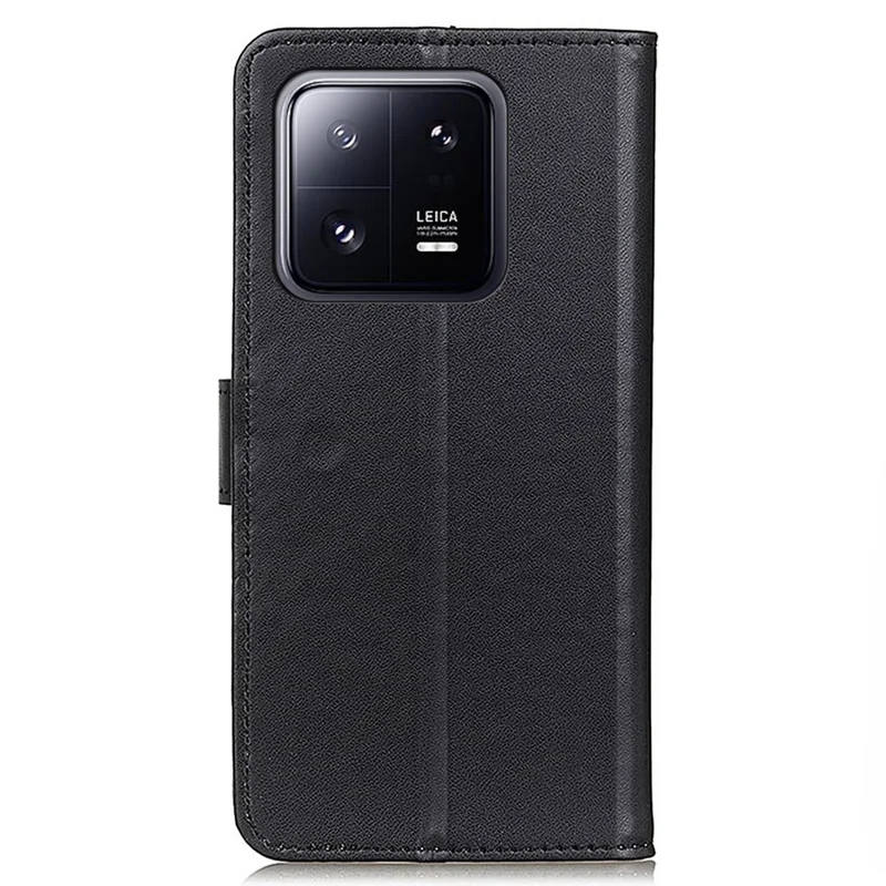 Для Xiaomi 13 5G Полная защита текстурированный ПУ кожаный чехол для телефона Anti-drop Cover Foldable Stand Design Wallet - Черный