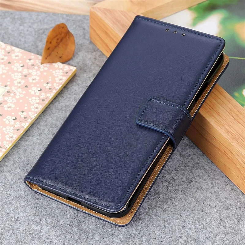 Pour Xiaomi 13 5G Protection complète Texture PU Leather Phone Case Anti-drop Cover Foldable Stand Design Wallet - Bleu