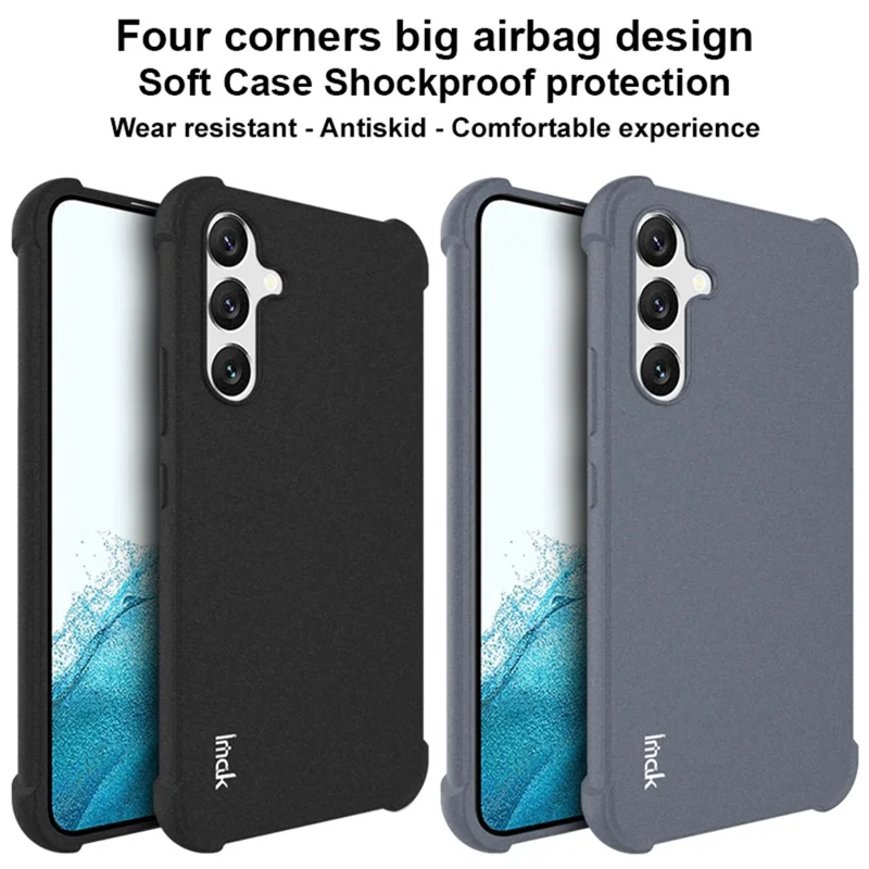 IMAK Para Samsung Galaxy A54 5G Capa Protetora de Quatro Cantos Airbag a Prova de Queda Capa Protetora Macia de TPU Superfície Fosca - Cinza