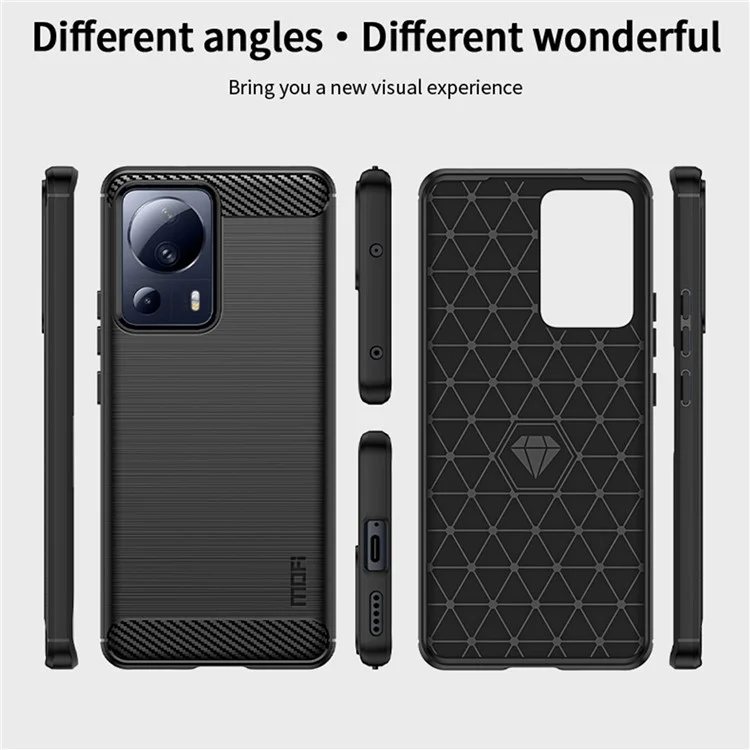 MOFI JK TPU Serie-1 per Xiaomi 13 Lite / Civi 2 5G Custodia per telefono in fibra di carbonio spazzolata - Nero
