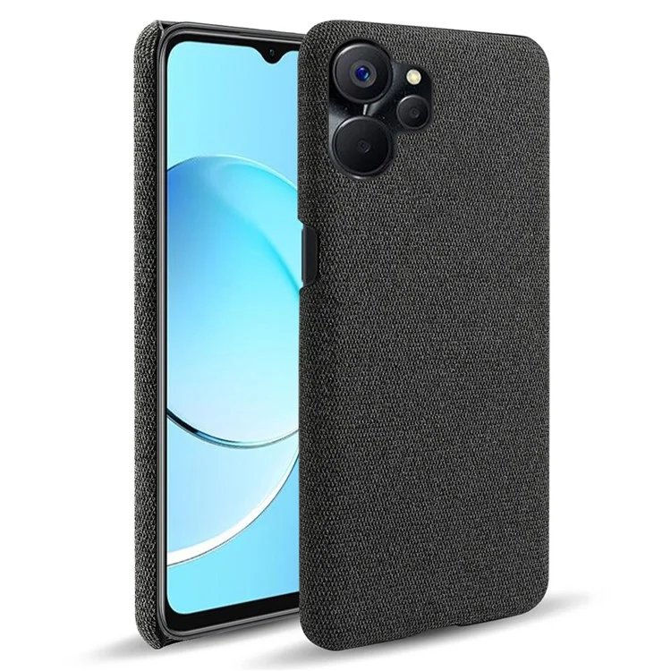 For Realme 9i 5G / 10 5G Drop-proof Protective Smartphone Case Solid Color Hard PC + Cloth Phone Cover - Black
