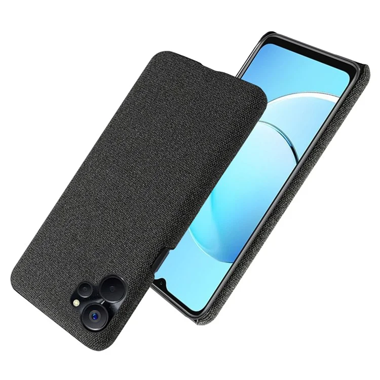 For Realme 9i 5G / 10 5G Drop-proof Protective Smartphone Case Solid Color Hard PC + Cloth Phone Cover - Black