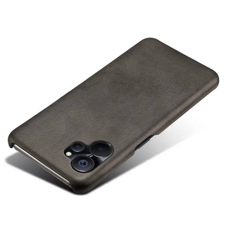 For Realme 9i 5G / 10 5G Phone Cover Calf Textured PU Leather Coated PC Shockproof Mobile Phone Case - Black