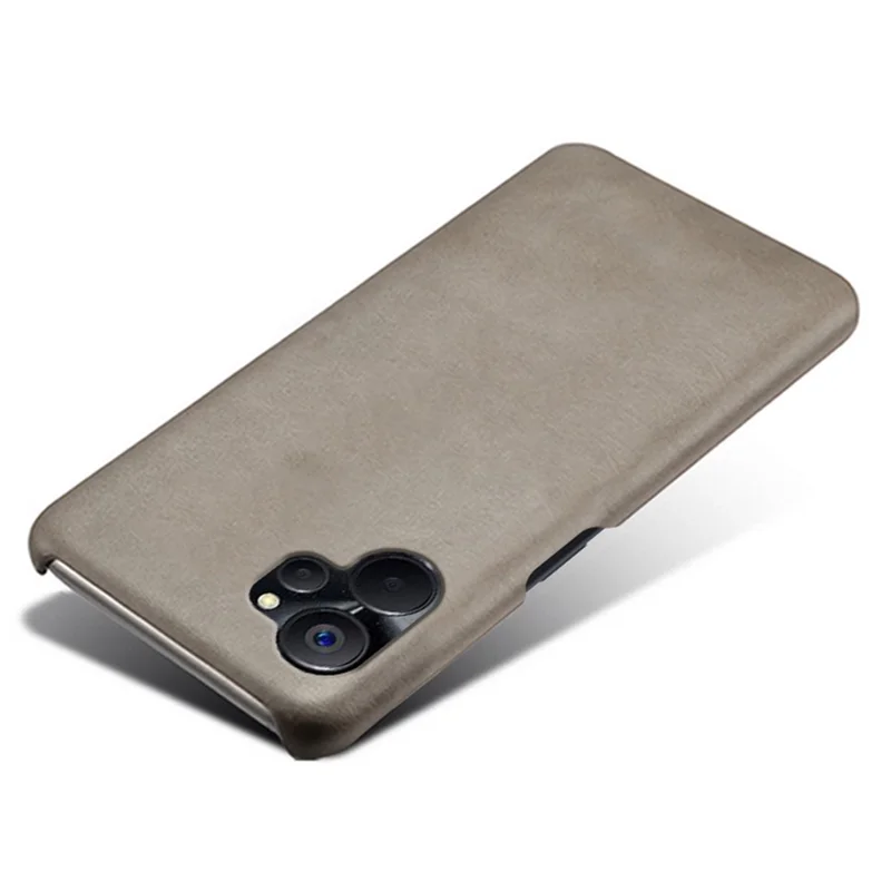 For Realme 9i 5G / 10 5G Phone Cover Calf Textured PU Leather Coated PC Shockproof Mobile Phone Case - Grey