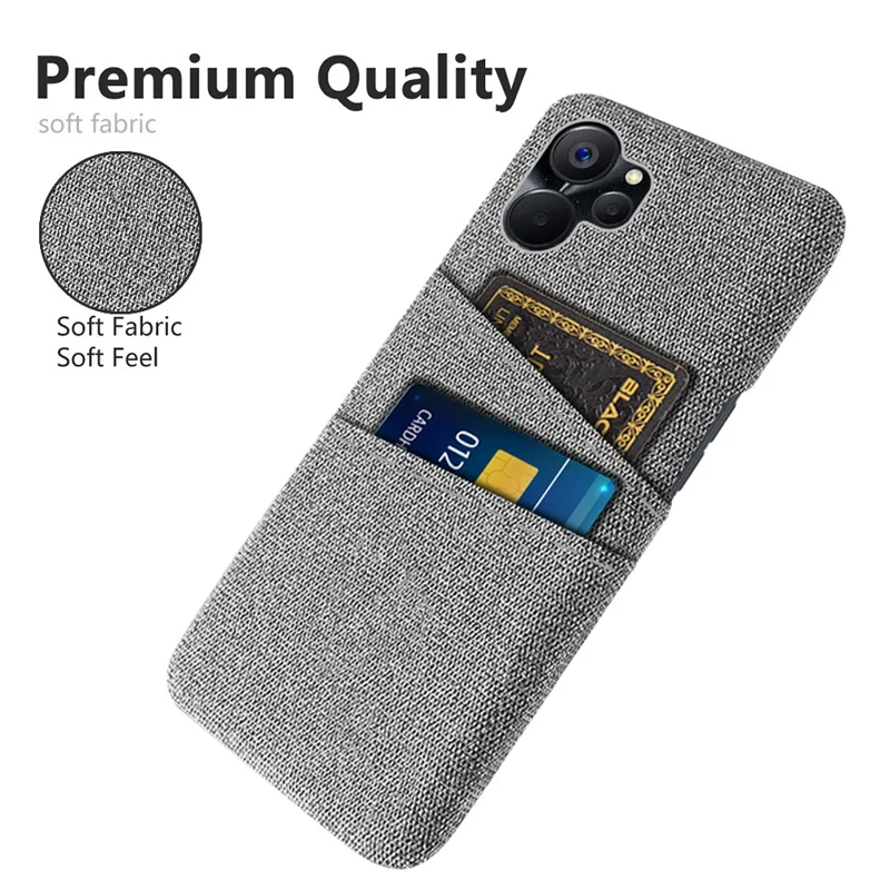 For Realme 9i 5G / 10 5G Dual Card Slots Cloth Texture Phone Case Anti-scratch Protective Hard PC Phone Back Cover Protector - Light Grey