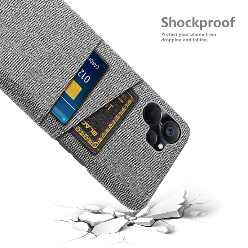 For Realme 9i 5G / 10 5G Dual Card Slots Cloth Texture Phone Case Anti-scratch Protective Hard PC Phone Back Cover Protector - Light Grey