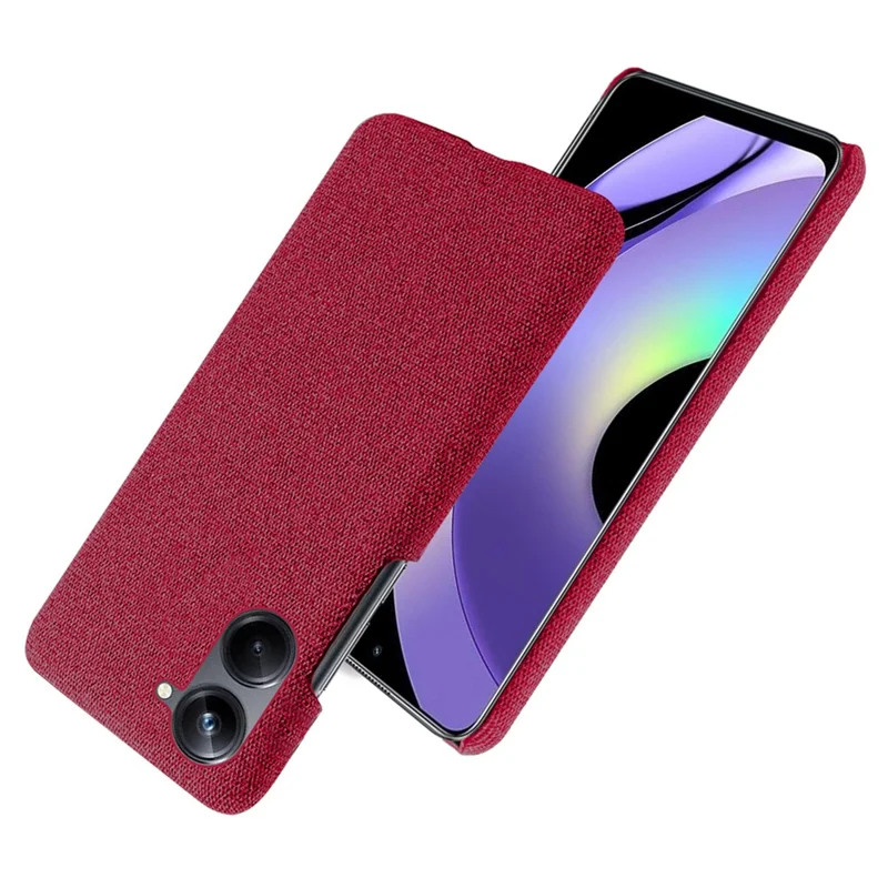 Cloth Texture Phone Case for Realme 10 4G,  Solid Color Anti-scratch Protective Mobile Phone Cover - Red