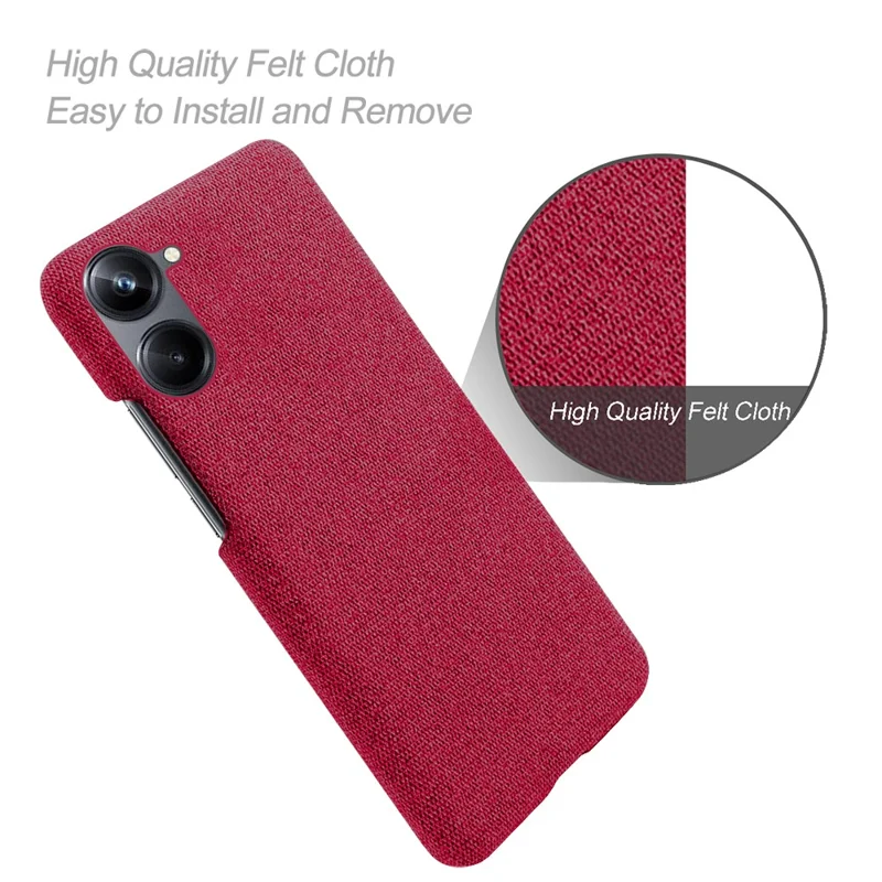 Cloth Texture Phone Case for Realme 10 4G,  Solid Color Anti-scratch Protective Mobile Phone Cover - Red