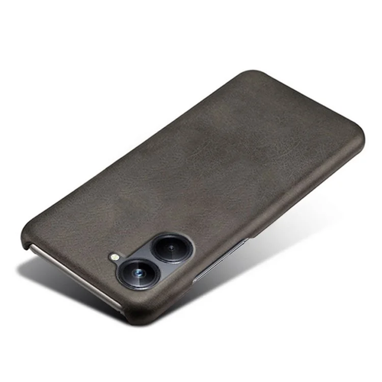 Ultra Slim Phone Case For Realme 10 4G, Calf Textured PU Leather Coated PC Protective Phone Cover - Black
