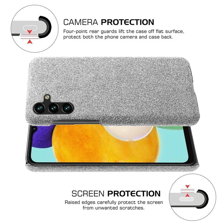 For Samsung Galaxy A54 5G Solid Color Hard PC Cloth Texture Scratch-resistant Phone Cover - Light Grey