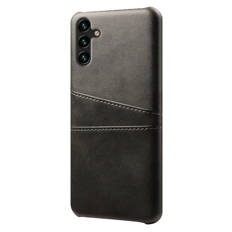 Phone Cover with Dual Card Slots For Samsung Galaxy A54 5G, Drop-proof PU Leather Coated Hard PC Scratch-resistant Phone Case - Black