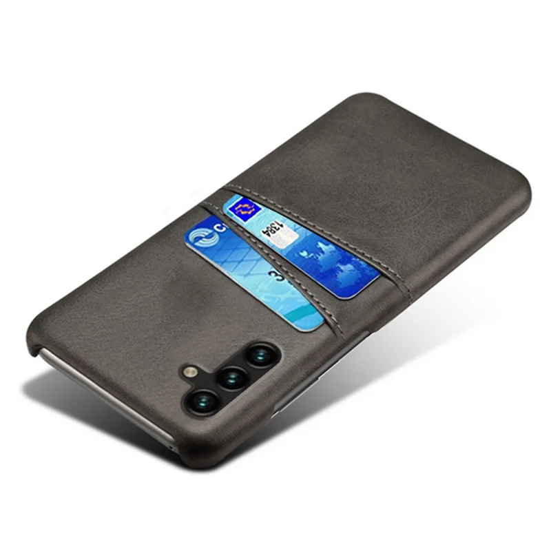Phone Cover with Dual Card Slots For Samsung Galaxy A54 5G, Drop-proof PU Leather Coated Hard PC Scratch-resistant Phone Case - Black