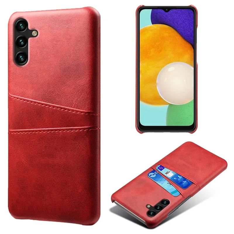 Phone Cover with Dual Card Slots For Samsung Galaxy A54 5G, Drop-proof PU Leather Coated Hard PC Scratch-resistant Phone Case - Red