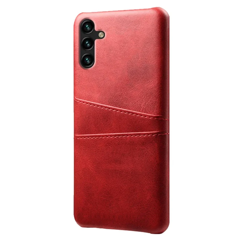 Phone Cover with Dual Card Slots For Samsung Galaxy A54 5G, Drop-proof PU Leather Coated Hard PC Scratch-resistant Phone Case - Red