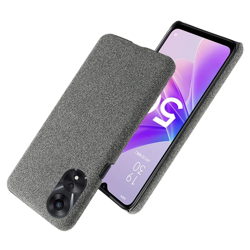 Ultra Slim Smartphone Case For Oppo A58 5G, Anti-fall Solid Color Hard PC Cloth Texture Protective Phone Cover - Grey