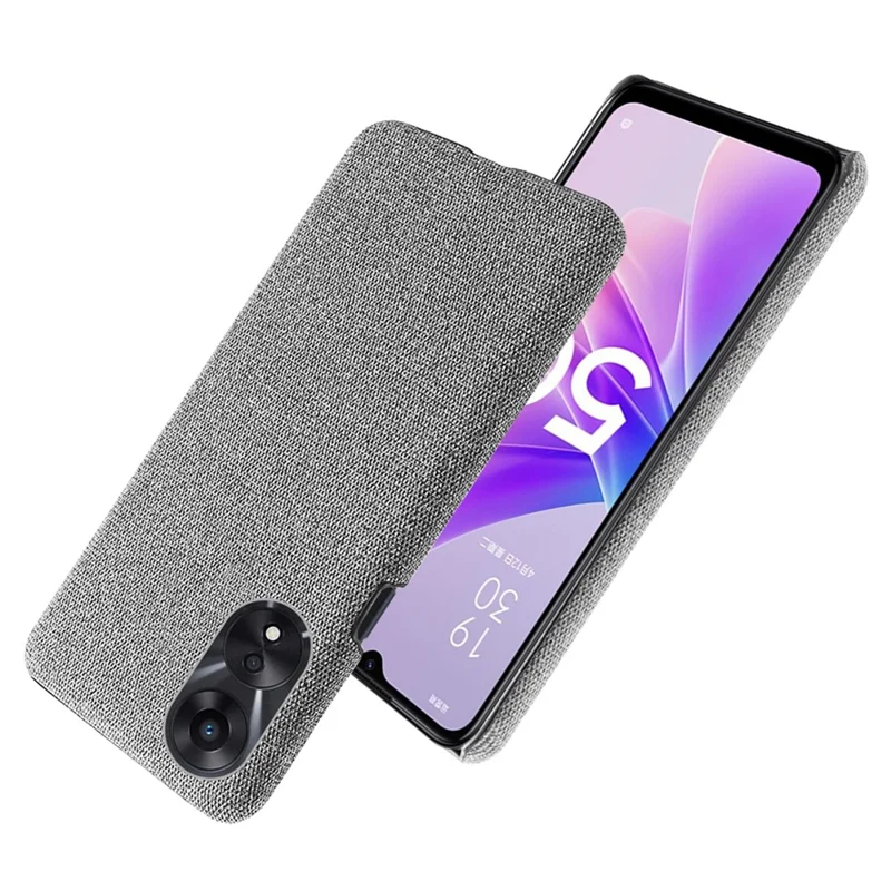 Ultra Slim Smartphone Case For Oppo A58 5G, Anti-fall Solid Color Hard PC Cloth Texture Protective Phone Cover - Light Grey