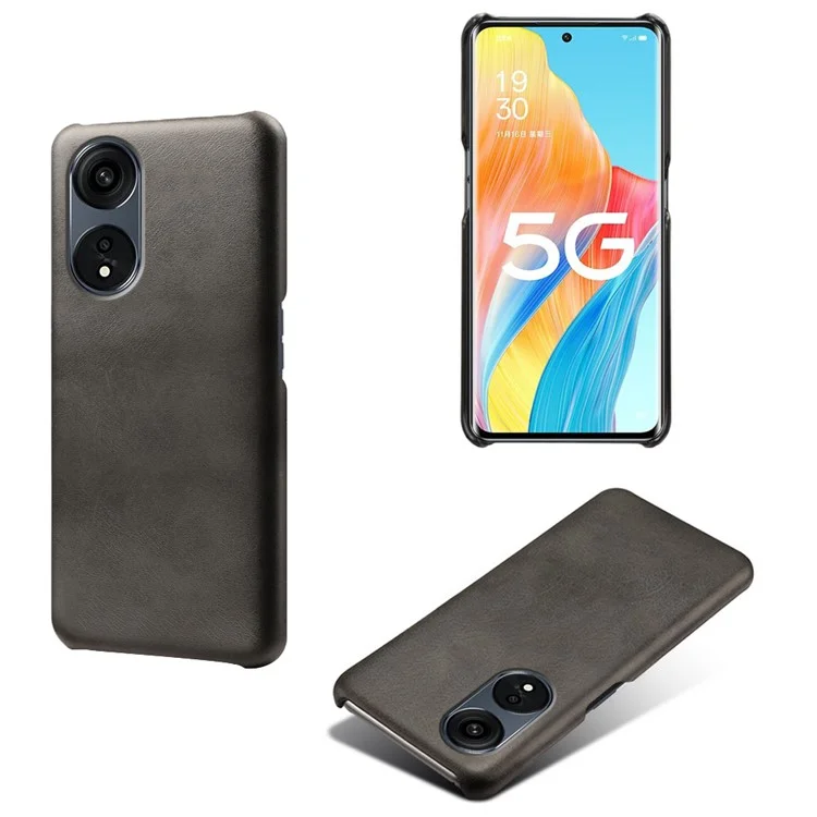 Capa de Telefone Texturizada de Bezerro para Oppo A1 Pro 5G / Reno8 T 5G, Capa de Telefone Móvel de PC Revestida de Couro PU à Prova de Queda e Antirrisco - Preto