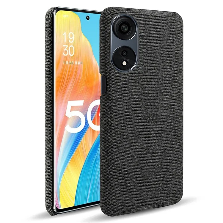 For Oppo A1 Pro 5G / Reno8 T 5G Solid Color Mobile Phone Case Hard PC Cloth Texture Drop-proof Phone Cover - Black