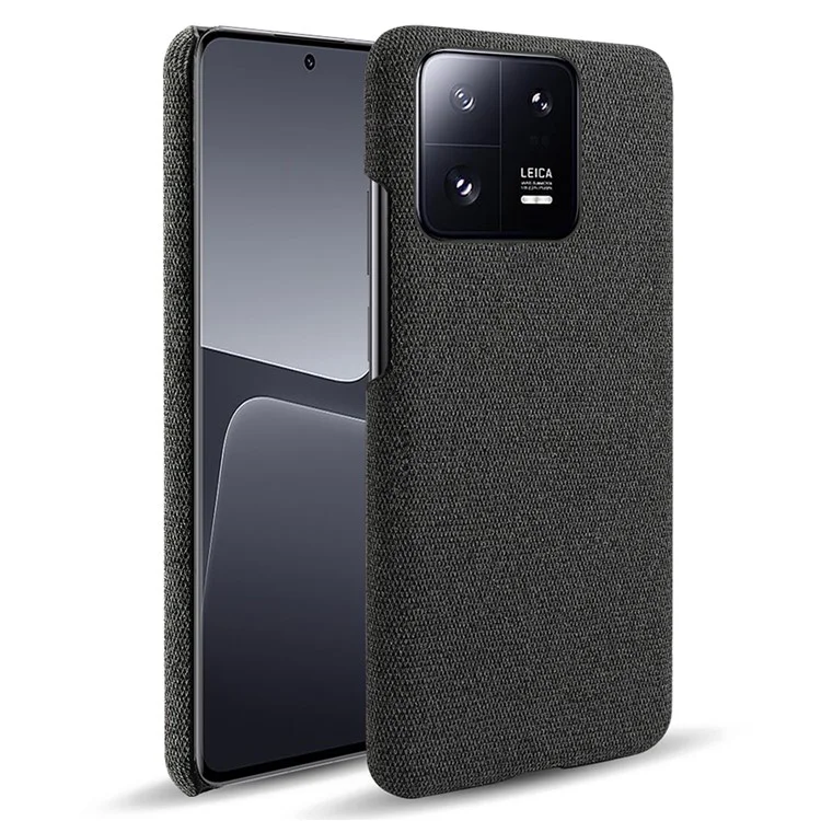Shockproof Phone Case For Xiaomi 13 Pro 5G, Solid Color Hard PC Cloth Texture Mobile Phone Cover - Black