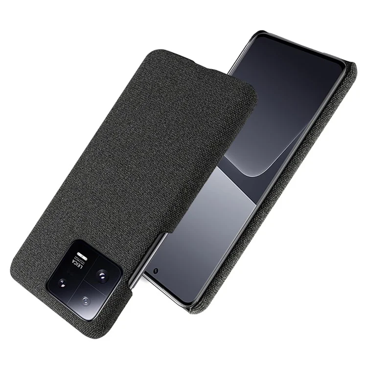 Shockproof Phone Case For Xiaomi 13 Pro 5G, Solid Color Hard PC Cloth Texture Mobile Phone Cover - Black
