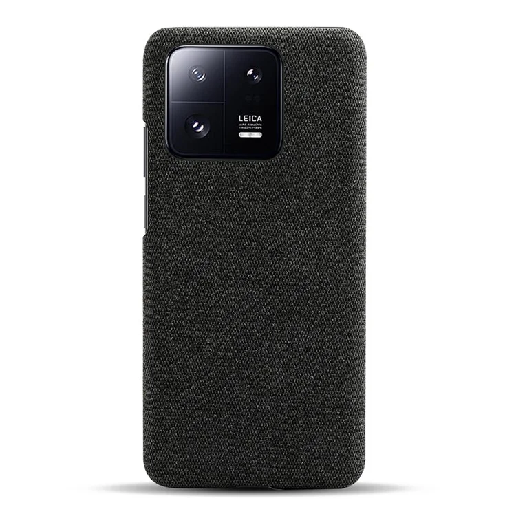 Shockproof Phone Case For Xiaomi 13 Pro 5G, Solid Color Hard PC Cloth Texture Mobile Phone Cover - Black