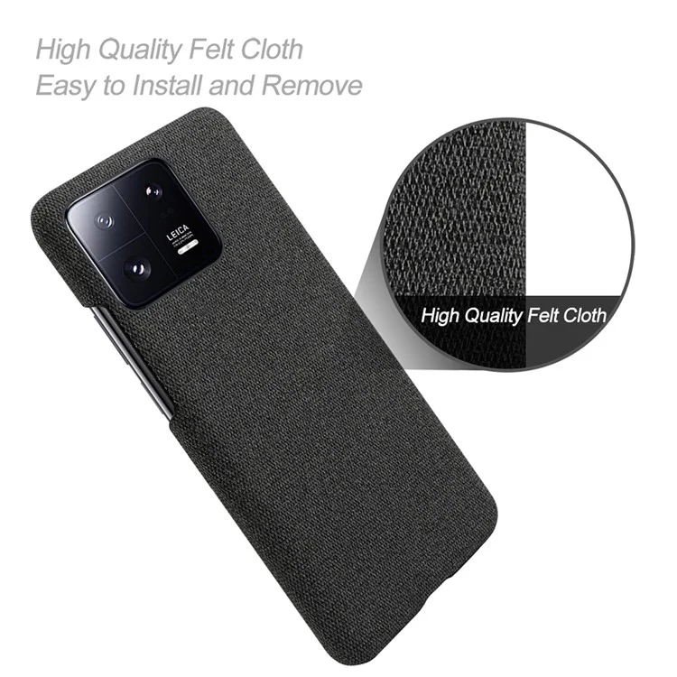 Shockproof Phone Case For Xiaomi 13 Pro 5G, Solid Color Hard PC Cloth Texture Mobile Phone Cover - Black