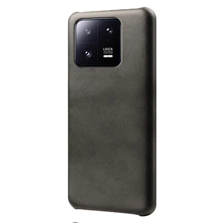 Para Xiaomi 13 Pro 5G Funda de Teléfono Móvil Textura de Ternera Antichoque Revestida de Cuero PU Funda Móvil de PC - Negro