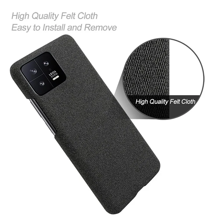 Para Xiaomi 13 5G Funda de Smartphone antideslizante Protectora Sólida de Color Textura de Tela Dura de PC - Negro