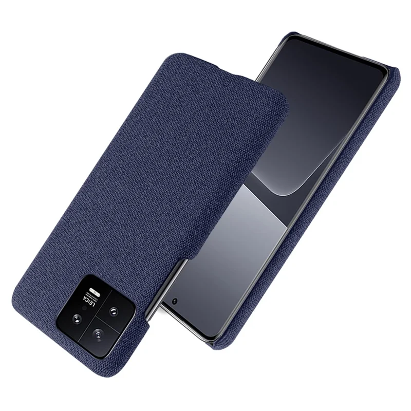 For Xiaomi 13 5G Non-slip Protective Smartphone Case Solid Color Hard PC Cloth Texture Phone Cover - Blue