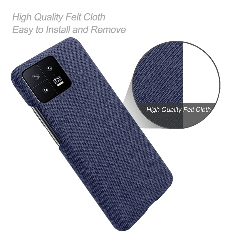For Xiaomi 13 5G Non-slip Protective Smartphone Case Solid Color Hard PC Cloth Texture Phone Cover - Blue