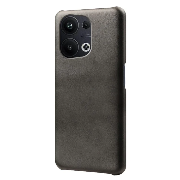 Для Oppo Reno9 Pro+ 5G Противоцарапающий тонкий чехол из телячьей текстурированной кожи PU с защитным корпусом из ПК, ударопрочный чехол для телефона - черный