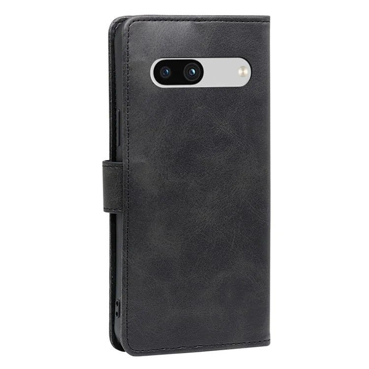 For Google Pixel 7a Calf Texture PU Leather Flip Phone Case Wallet Stand Full Protection Magnetic Closure Phone Cover - Black