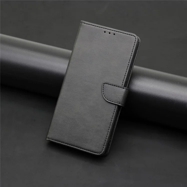 For Honor 80 SE 5G Drop-proof Calf Texture Phone Case PU Leather Flip Wallet Stand Magnetic Closure Cell Phone Cover - Black